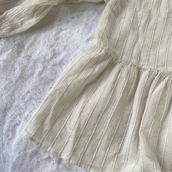 Madewell White Pink Metallic Striped Peplum Top Medium - Picture 5 of 10